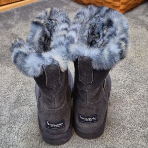 Koolaburra Blue Winter Boots with Faux Fur Trim